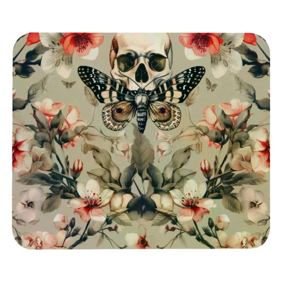 PhooArto Comfortable Mouse Pad Hawk Moth Flower Skull Pattern Desktop Mousepad , 21 x 25 cm Mouse Mat, Non-Slip Rubber Base, Improves Speed and Precision