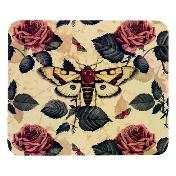 PhooArto Comfortable Mouse Pad Hawk Moth Rose Flower Pattern Desktop Mousepad , 21 x 25 cm Mouse Mat, Non-Slip Rubber Base, Improves Speed and Precision