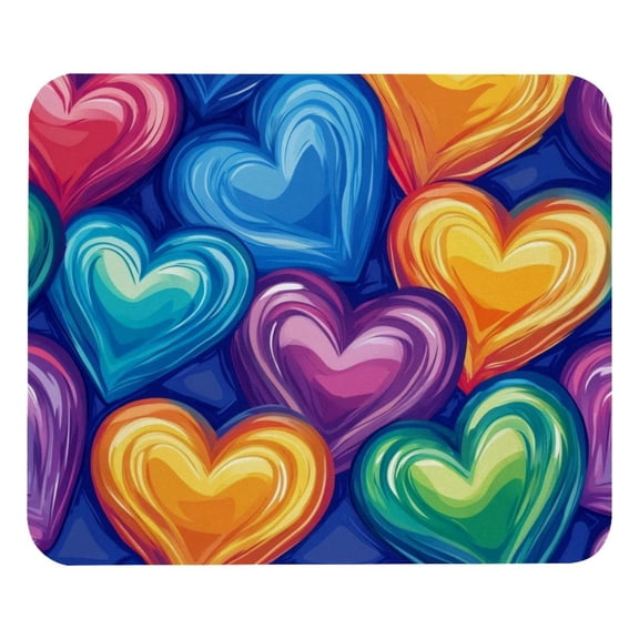 PhooArto Comfortable Mouse Pad Hearts Rainbow Patterns Desktop Mousepad , 21 x 25 cm Mouse Mat, Non-Slip Rubber Base, Improves Speed and Precision