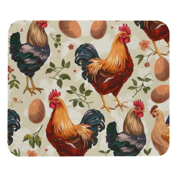 PhooArto Comfortable Mouse Pad Hens Roosters Chicken Eggs Pattern Desktop Mousepad , 21 x 25 cm Mouse Mat, Non-Slip Rubber Base, Improves Speed and Precision