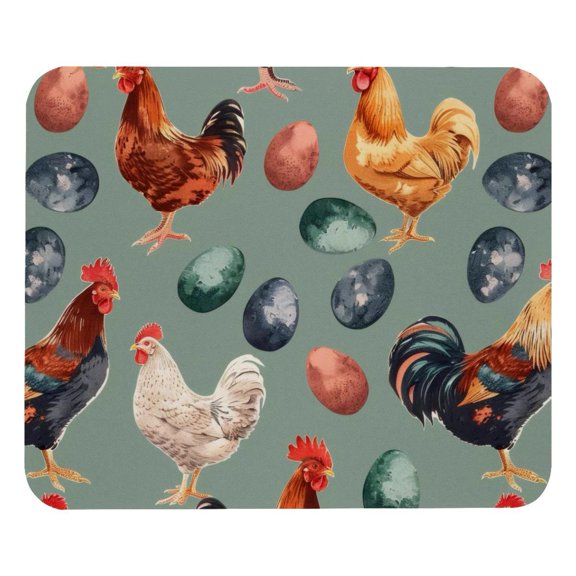 PhooArto Comfortable Mouse Pad Hens Roosters and Eggs Pattern Desktop Mousepad , 21 x 25 cm Mouse Mat, Non-Slip Rubber Base, Improves Speed and Precision