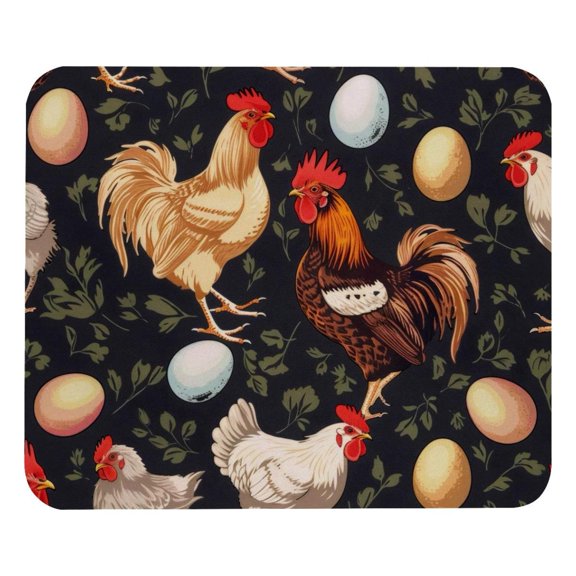 PhooArto Comfortable Mouse Pad Hens Roosters Eggs Pattern Desktop Mousepad , 21 x 25 cm Mouse Mat, Non-Slip Rubber Base, Improves Speed and Precision