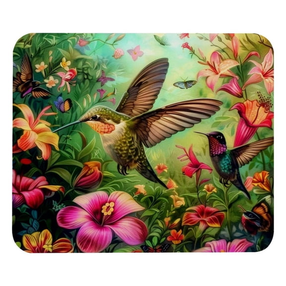 PhooArto Comfortable Mouse Pad Hummingbird and Colorful Floral Desktop Mousepad , 21 x 25 cm Mouse Mat, Non-Slip Rubber Base, Improves Speed and Precision