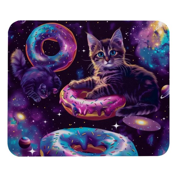 PhooArto Comfortable Mouse Pad Kittens Donuts Galaxy Pattern Desktop Mousepad , 21 x 25 cm Mouse Mat, Non-Slip Rubber Base, Improves Speed and Precision