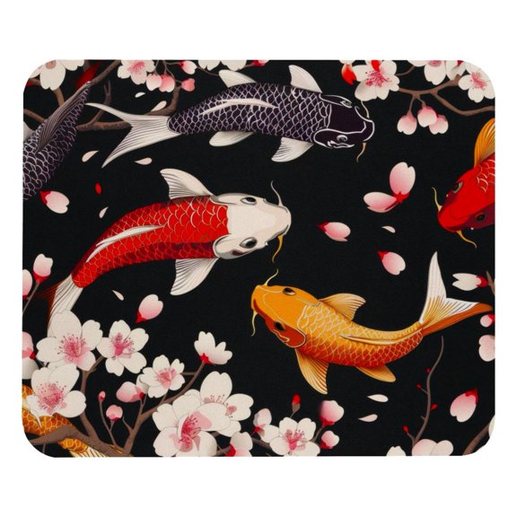 PhooArto Comfortable Mouse Pad Koi Fish Cherry Flower Pattern Desktop Mousepad , 21 x 25 cm Mouse Mat, Non-Slip Rubber Base, Improves Speed and Precision