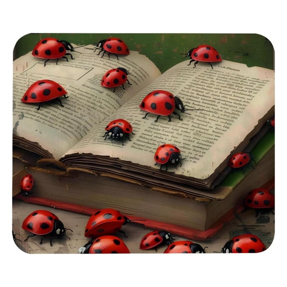 PhooArto Comfortable Mouse Pad Ladybugs Antique Book Desktop Mousepad , 21 x 25 cm Mouse Mat, Non-Slip Rubber Base, Improves Speed and Precision