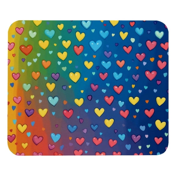 PhooArto Comfortable Mouse Pad Love Hearts Rainbow Pattern Desktop Mousepad , 21 x 25 cm Mouse Mat, Non-Slip Rubber Base, Improves Speed and Precision