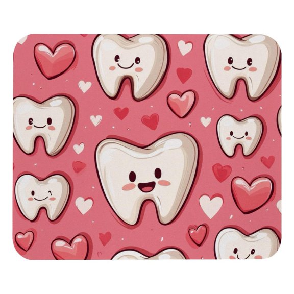 PhooArto Comfortable Mouse Pad Love Teeth Pattern Desktop Mousepad , 21 x 25 cm Mouse Mat, Non-Slip Rubber Base, Improves Speed and Precision
