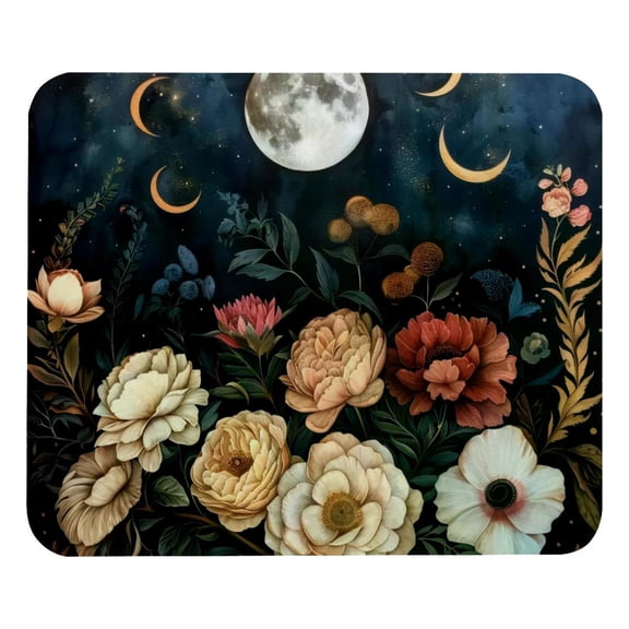 PhooArto Comfortable Mouse Pad Moon Phase Flowers Desktop Mousepad , 21 x 25 cm Mouse Mat, Non-Slip Rubber Base, Improves Speed and Precision