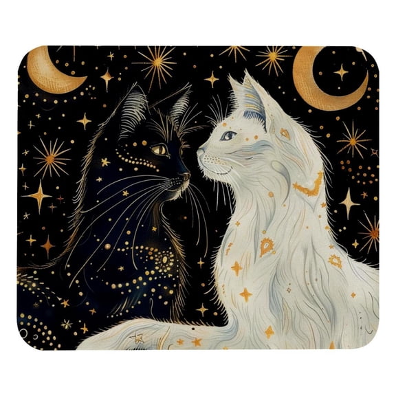 PhooArto Comfortable Mouse Pad Moon Stars Planets Cats Desktop Mousepad , 21 x 25 cm Mouse Mat, Non-Slip Rubber Base, Improves Speed and Precision