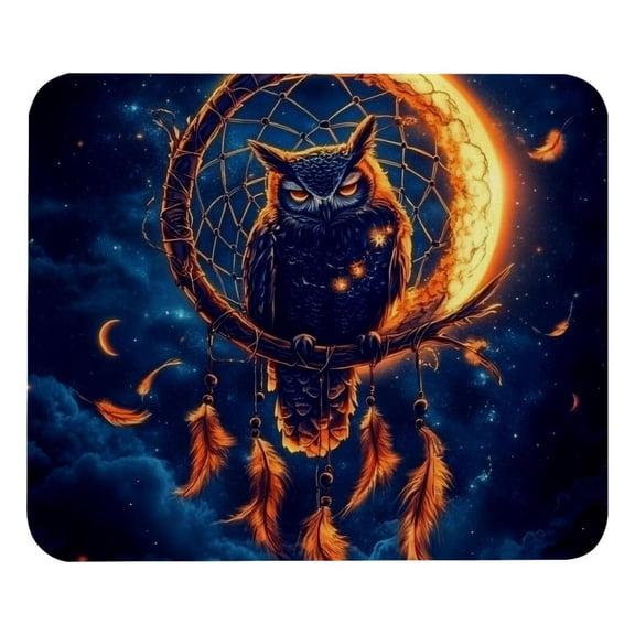 PhooArto Comfortable Mouse Pad Moon and Owl Dreamcatcher Desktop Mousepad , 21 x 25 cm Mouse Mat, Non-Slip Rubber Base, Improves Speed and Precision