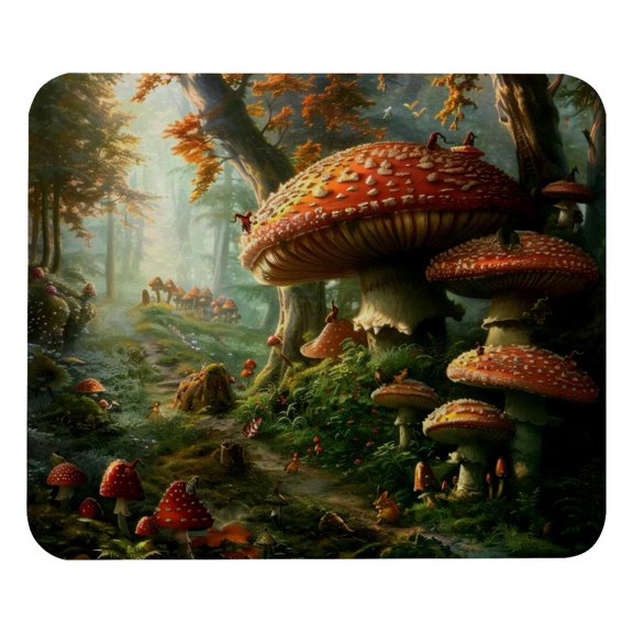 PhooArto Comfortable Mouse Pad Mushrooms in the Forest Desktop Mousepad , 21 x 25 cm Mouse Mat, Non-Slip Rubber Base, Improves Speed and Precision