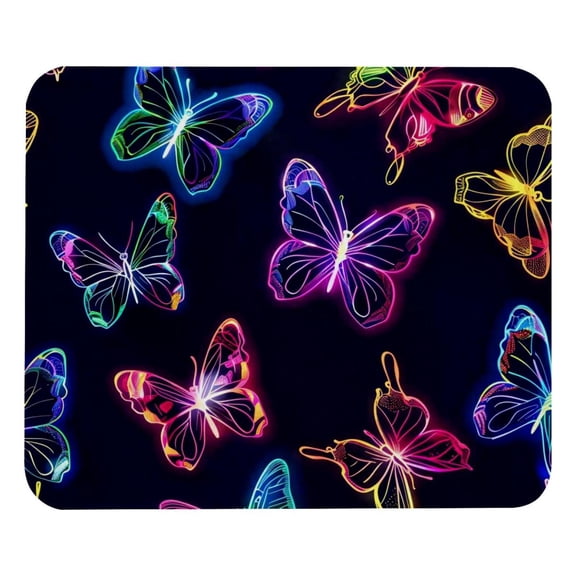 PhooArto Comfortable Mouse Pad Neon Butterfly Pattern Desktop Mousepad , 21 x 25 cm Mouse Mat, Non-Slip Rubber Base, Improves Speed and Precision