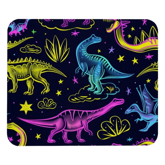 PhooArto Comfortable Mouse Pad Neon Dinosaurs Pattern Desktop Mousepad , 21 x 25 cm Mouse Mat, Non-Slip Rubber Base, Improves Speed and Precision
