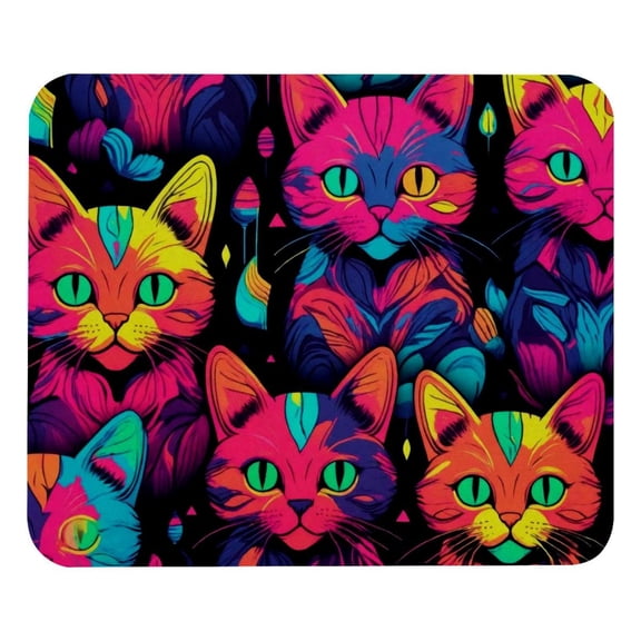 PhooArto Comfortable Mouse Pad Neon Kitten Cats Pattern Desktop Mousepad , 21 x 25 cm Mouse Mat, Non-Slip Rubber Base, Improves Speed and Precision