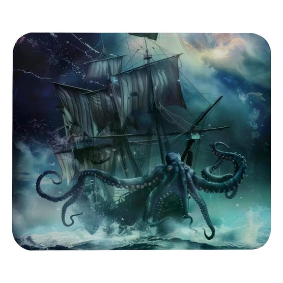 PhooArto Comfortable Mouse Pad Ocean Octopus Nautical Ship Desktop Mousepad , 21 x 25 cm Mouse Mat, Non-Slip Rubber Base, Improves Speed and Precision