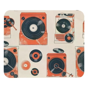 PhooArto Comfortable Mouse Pad Orange Record Player Pattern Desktop Mousepad , 21 x 25 cm Mouse Mat, Non-Slip Rubber Base, Improves Speed and Precision