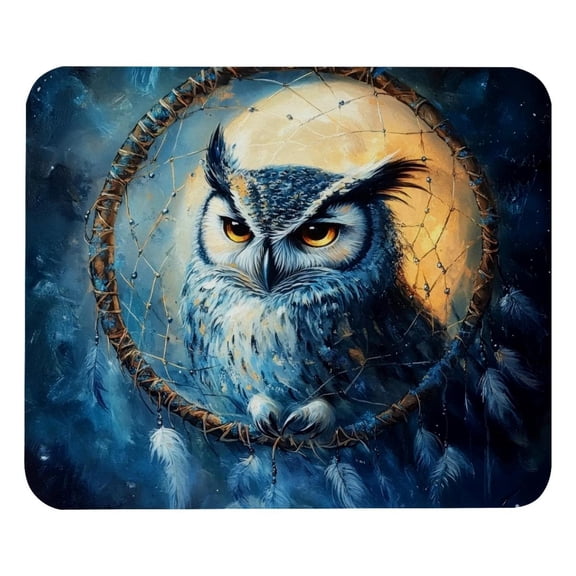 PhooArto Comfortable Mouse Pad Owl Dreamcatcher on the Moon Desktop Mousepad , 21 x 25 cm Mouse Mat, Non-Slip Rubber Base, Improves Speed and Precision