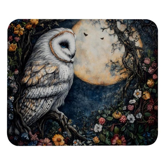 PhooArto Comfortable Mouse Pad Owl Flowers and Moon Desktop Mousepad , 21 x 25 cm Mouse Mat, Non-Slip Rubber Base, Improves Speed and Precision