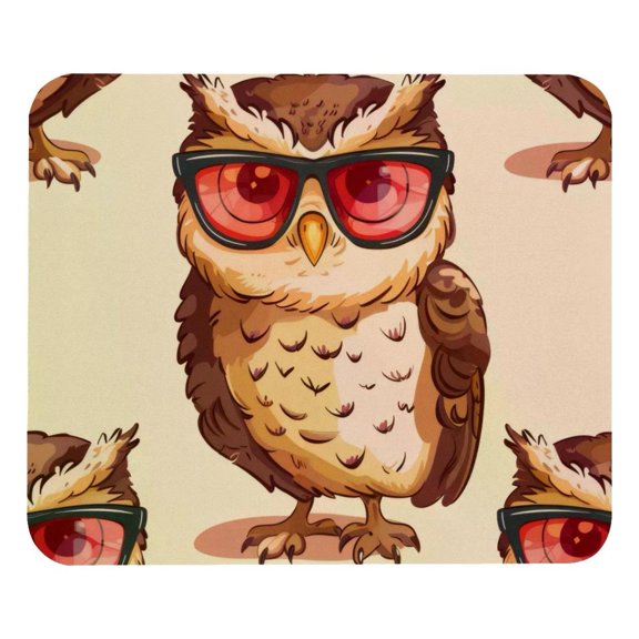 PhooArto Comfortable Mouse Pad Owl Sunglasses Pattern Desktop Mousepad , 21 x 25 cm Mouse Mat, Non-Slip Rubber Base, Improves Speed and Precision