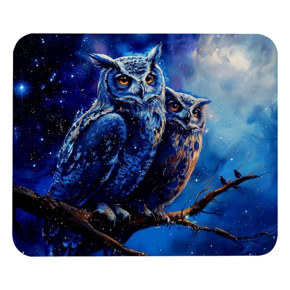 PhooArto Comfortable Mouse Pad Owls on Blue Galaxy Desktop Mousepad , 21 x 25 cm Mouse Mat, Non-Slip Rubber Base, Improves Speed and Precision