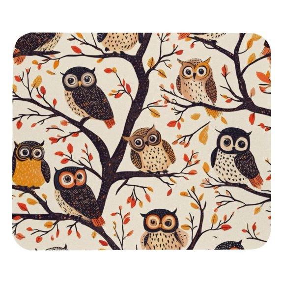 PhooArto Comfortable Mouse Pad Owls on Tree Pattern Desktop Mousepad , 21 x 25 cm Mouse Mat, Non-Slip Rubber Base, Improves Speed and Precision