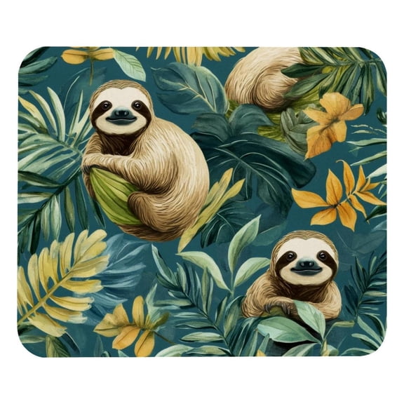 PhooArto Comfortable Mouse Pad Palm Leaves Sloths Pattern Desktop Mousepad , 21 x 25 cm Mouse Mat, Non-Slip Rubber Base, Improves Speed and Precision