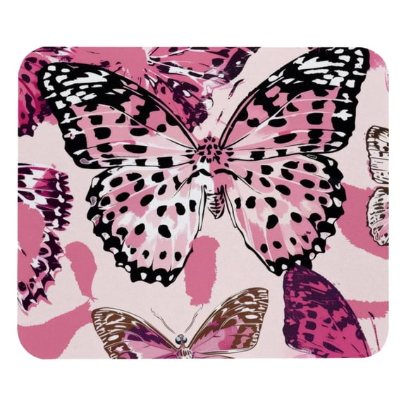 PhooArto Comfortable Mouse Pad Pink Butterfies Pattern Desktop Mousepad , 21 x 25 cm Mouse Mat, Non-Slip Rubber Base, Improves Speed and Precision