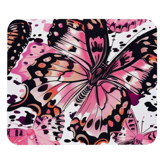 PhooArto Comfortable Mouse Pad Pink Butterfly Pattern Desktop Mousepad , 21 x 25 cm Mouse Mat, Non-Slip Rubber Base, Improves Speed and Precision
