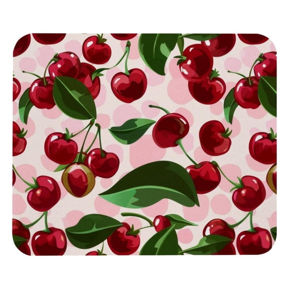 PhooArto Comfortable Mouse Pad Pink Fruit Cherry Pattern Desktop Mousepad , 21 x 25 cm Mouse Mat, Non-Slip Rubber Base, Improves Speed and Precision