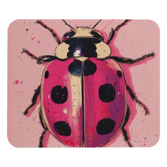 PhooArto Comfortable Mouse Pad Pink Ladybug Print Desktop Mousepad , 21 x 25 cm Mouse Mat, Non-Slip Rubber Base, Improves Speed and Precision