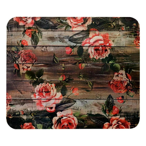 PhooArto Comfortable Mouse Pad Pink Rose on Wooden Desktop Mousepad , 21 x 25 cm Mouse Mat, Non-Slip Rubber Base, Improves Speed and Precision