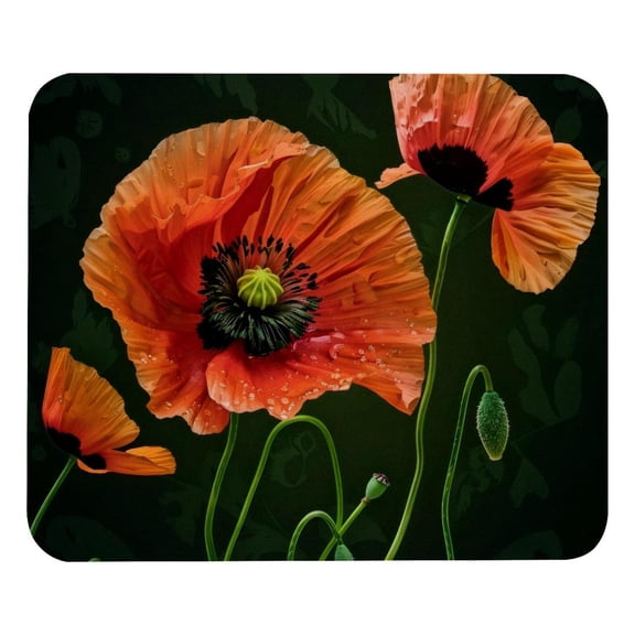 PhooArto Comfortable Mouse Pad Poppy Flowers Desktop Mousepad , 21 x 25 cm Mouse Mat, Non-Slip Rubber Base, Improves Speed and Precision