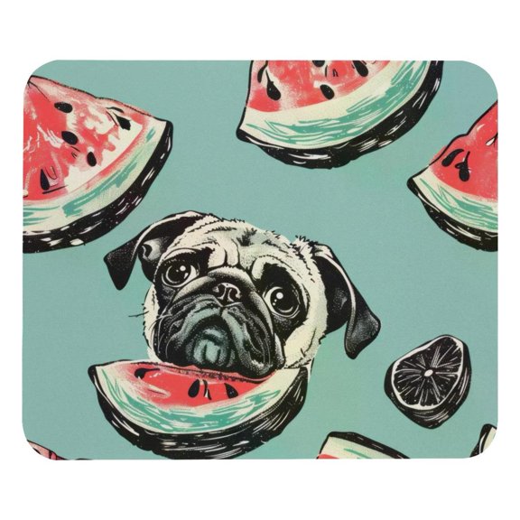 PhooArto Comfortable Mouse Pad Pug Dog Eating Watermelon Pattern Desktop Mousepad , 21 x 25 cm Mouse Mat, Non-Slip Rubber Base, Improves Speed and Precision