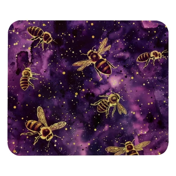 PhooArto Comfortable Mouse Pad Purple Galaxy Bees Pattern Desktop Mousepad , 21 x 25 cm Mouse Mat, Non-Slip Rubber Base, Improves Speed and Precision