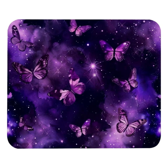 PhooArto Comfortable Mouse Pad Purple Galaxy and Butterfly Desktop Mousepad , 21 x 25 cm Mouse Mat, Non-Slip Rubber Base, Improves Speed and Precision