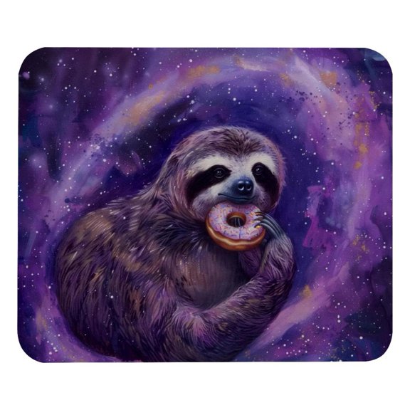 PhooArto Comfortable Mouse Pad Purple Galaxy Sloth Donut Desktop Mousepad , 21 x 25 cm Mouse Mat, Non-Slip Rubber Base, Improves Speed and Precision