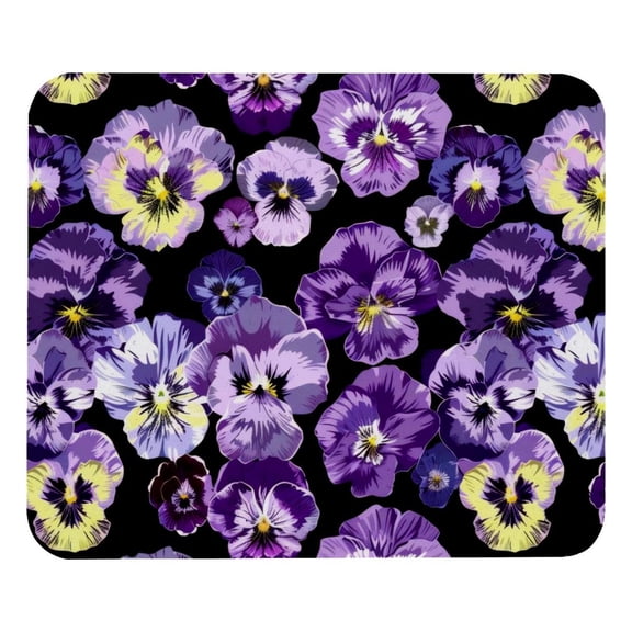 PhooArto Comfortable Mouse Pad Purple Pansy Flowers Skull Pattern Desktop Mousepad , 21 x 25 cm Mouse Mat, Non-Slip Rubber Base, Improves Speed and Precision