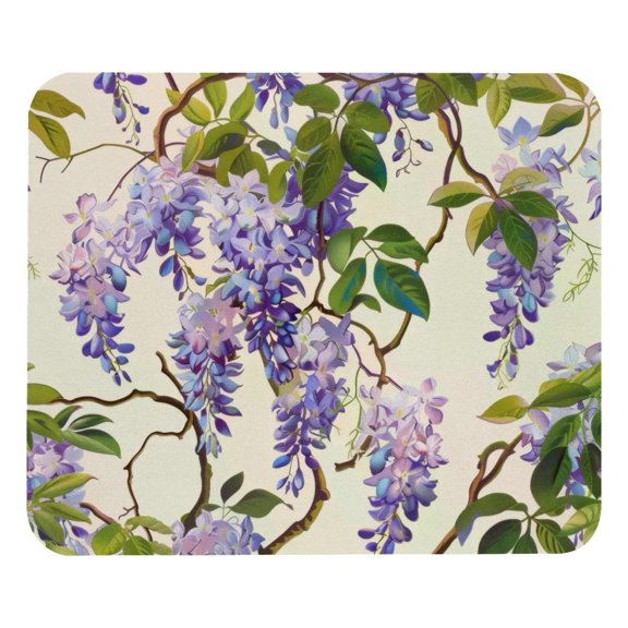 PhooArto Comfortable Mouse Pad Purple Wisteria Flowers Pattern Desktop Mousepad , 21 x 25 cm Mouse Mat, Non-Slip Rubber Base, Improves Speed and Precision