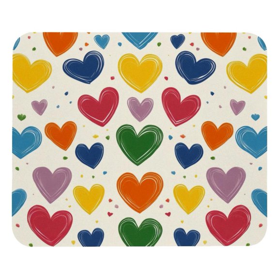 PhooArto Comfortable Mouse Pad Rainbow Hearts Pattern Desktop Mousepad , 21 x 25 cm Mouse Mat, Non-Slip Rubber Base, Improves Speed and Precision