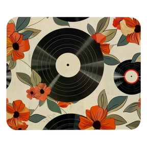 PhooArto Comfortable Mouse Pad Record Player and Flower Desktop Mousepad , 21 x 25 cm Mouse Mat, Non-Slip Rubber Base, Improves Speed and Precision