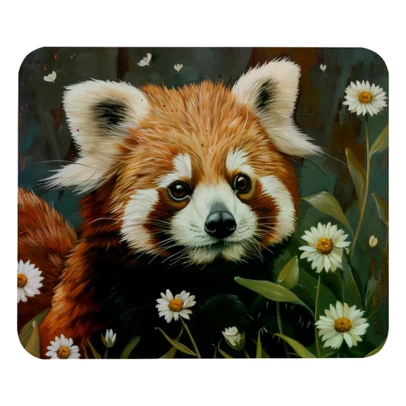 PhooArto Comfortable Mouse Pad Red Panda Daisy Flower Desktop Mousepad , 21 x 25 cm Mouse Mat, Non-Slip Rubber Base, Improves Speed and Precision