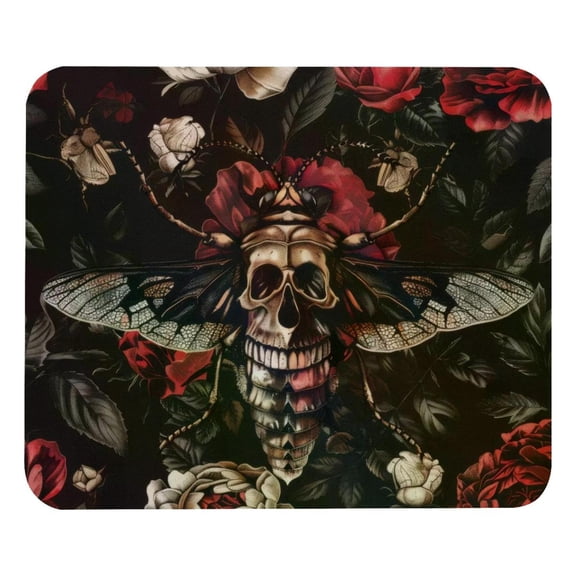 PhooArto Comfortable Mouse Pad Red Rose Skull Hawk Moth Patterns Desktop Mousepad , 21 x 25 cm Mouse Mat, Non-Slip Rubber Base, Improves Speed and Precision