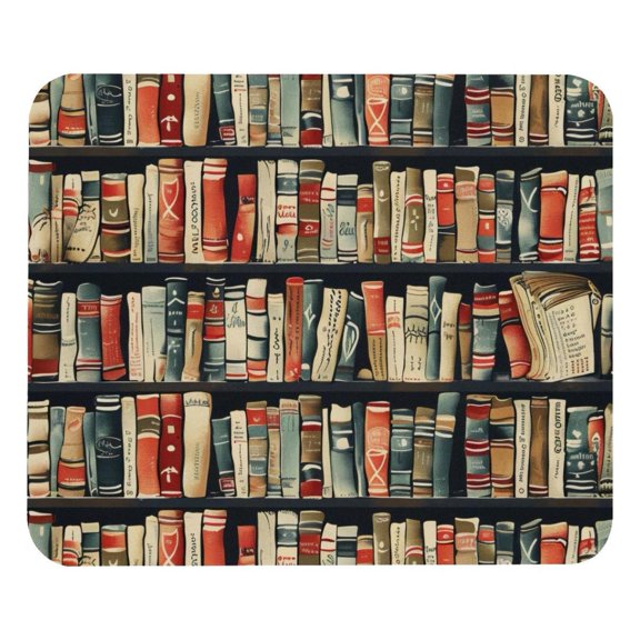 PhooArto Comfortable Mouse Pad Retro Bookshelf Patterns Desktop Mousepad , 21 x 25 cm Mouse Mat, Non-Slip Rubber Base, Improves Speed and Precision