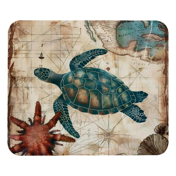 PhooArto Comfortable Mouse Pad Retro Sea Turtle Desktop Mousepad , 21 x 25 cm Mouse Mat, Non-Slip Rubber Base, Improves Speed and Precision