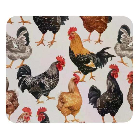 PhooArto Comfortable Mouse Pad Rooster Hen Chicken Pattern Desktop Mousepad , 21 x 25 cm Mouse Mat, Non-Slip Rubber Base, Improves Speed and Precision