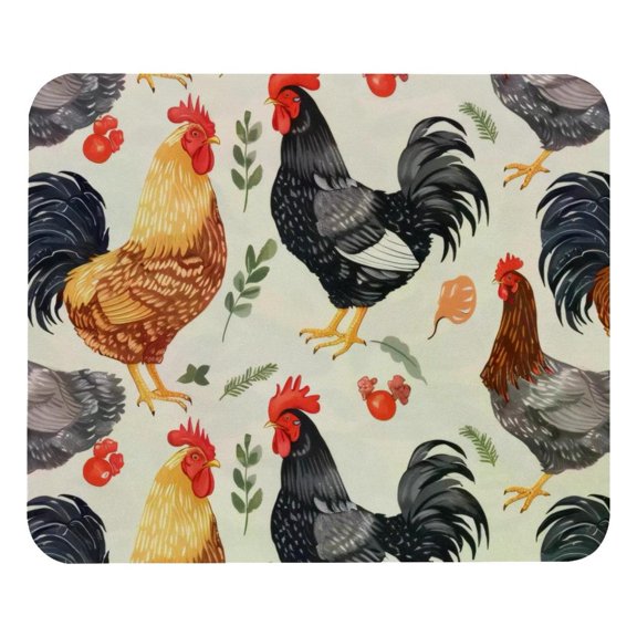 PhooArto Comfortable Mouse Pad Roosters Hens Chicken Pattern Desktop Mousepad , 21 x 25 cm Mouse Mat, Non-Slip Rubber Base, Improves Speed and Precision