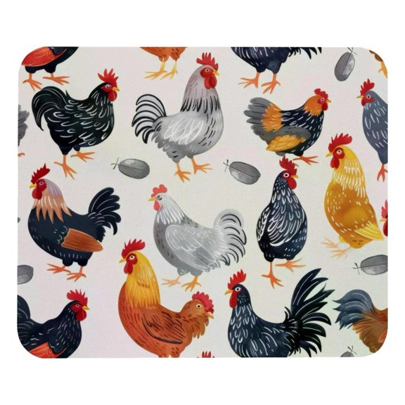 PhooArto Comfortable Mouse Pad Roosters and Hens Pattern Desktop Mousepad , 21 x 25 cm Mouse Mat, Non-Slip Rubber Base, Improves Speed and Precision