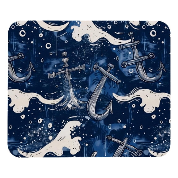 PhooArto Comfortable Mouse Pad Sea Pattern Anchors Waves Splashes Desktop Mousepad , 21 x 25 cm Mouse Mat, Non-Slip Rubber Base, Improves Speed and Precision