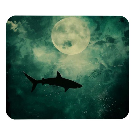 PhooArto Comfortable Mouse Pad Shark on Night Desktop Mousepad , 21 x 25 cm Mouse Mat, Non-Slip Rubber Base, Improves Speed and Precision